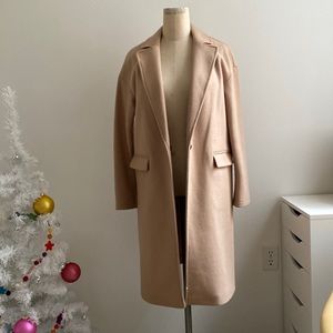 Topshop Pea Coat In Camel
